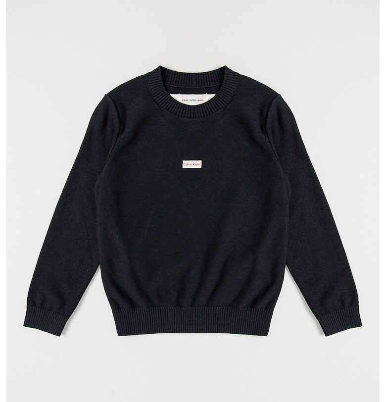 Пуловер с овално деколте - Черен CALVIN KLEIN
