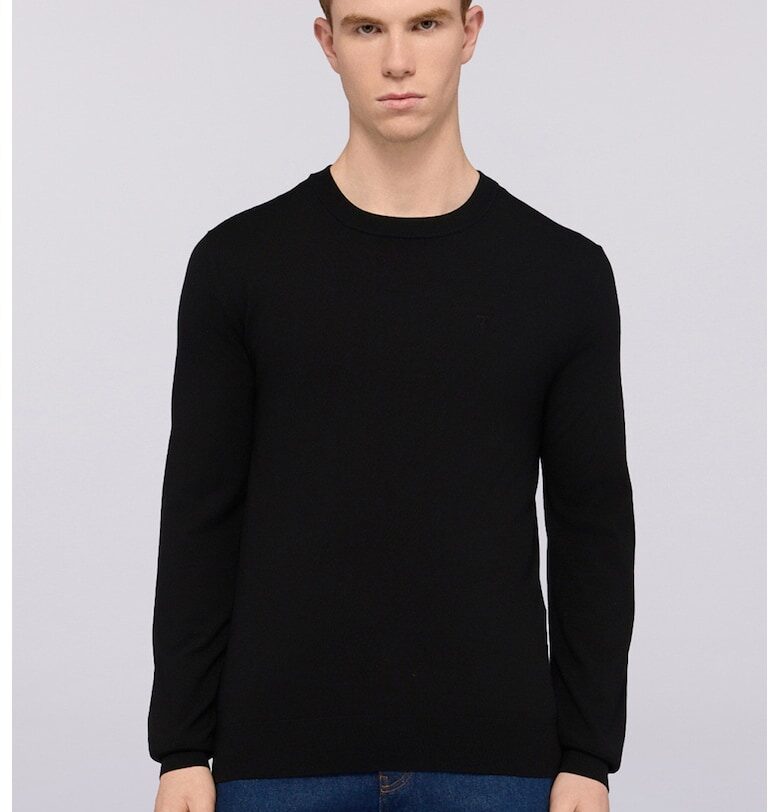 Пуловер с овално деколте - Черен Trussardi