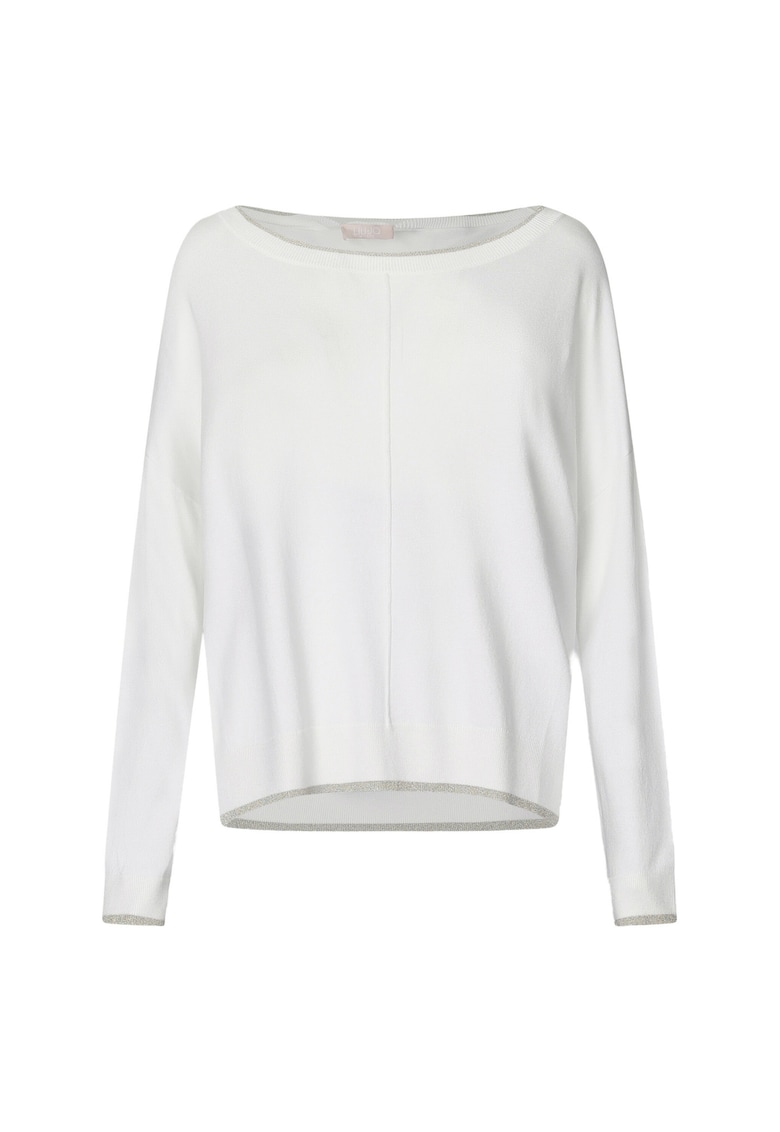 Пуловер с овално деколте и паднали ръкави - Бял Liu Jo