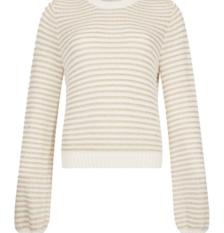 Пуловер с овално деколте и райе - Бежов Liu Jo