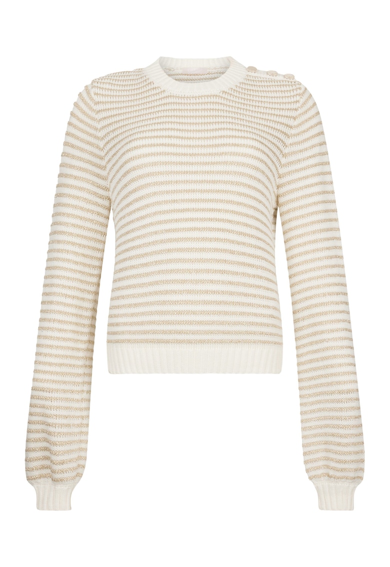 Пуловер с овално деколте и райе - Бежов Liu Jo