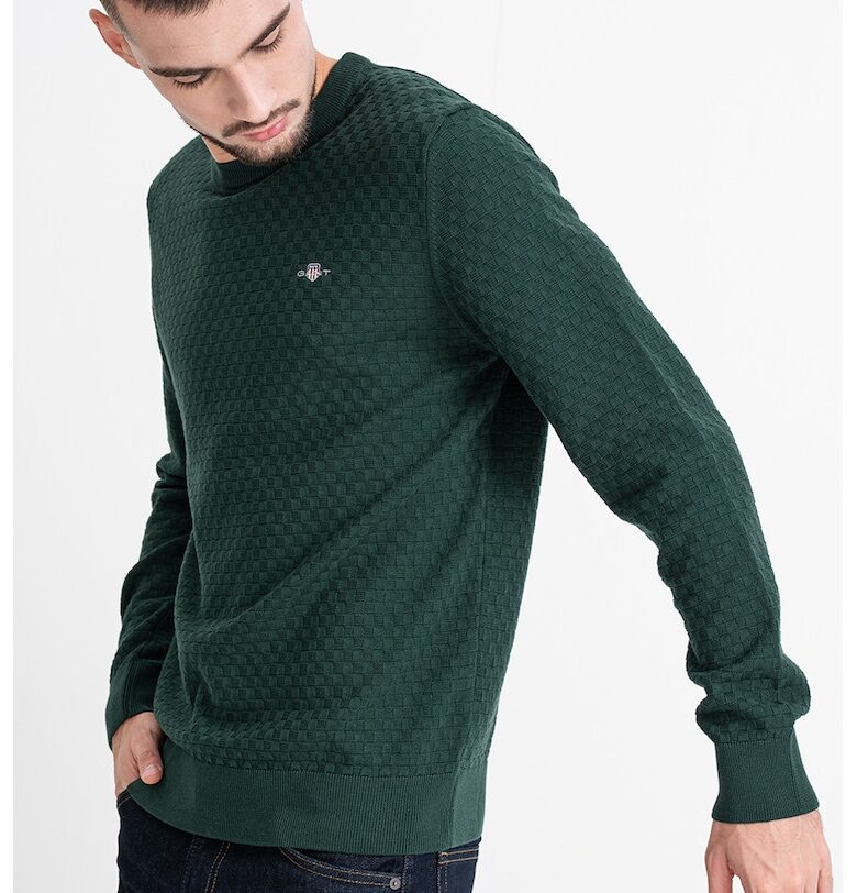 Пуловер с органичен памук - Тъмнозелен Gant