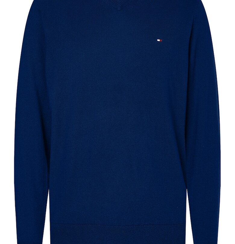 Пуловер с органичен памук и кашмир - Тъмносин Tommy Hilfiger