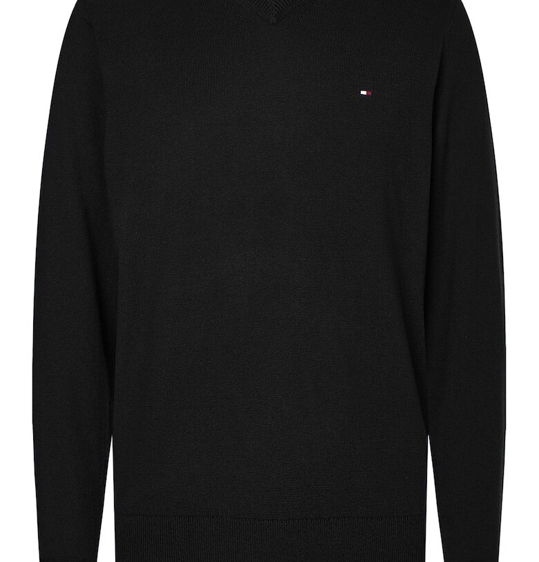 Пуловер с органичен памук и кашмир - Черен Tommy Hilfiger