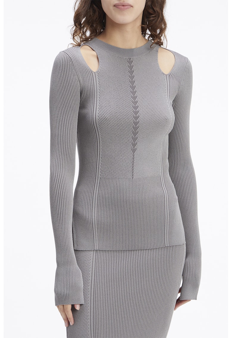 Пуловер с отвори - Tъмносив CALVIN KLEIN