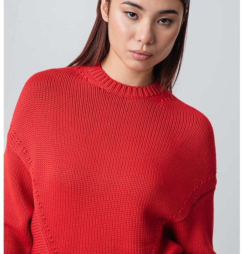 Пуловер с паднали ръкави - Аленочервен MaxCo