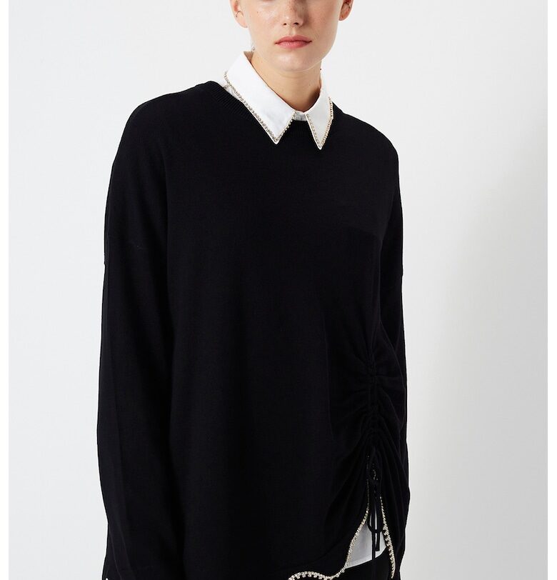 Пуловер с паднали ръкави - Черен Ipekyol