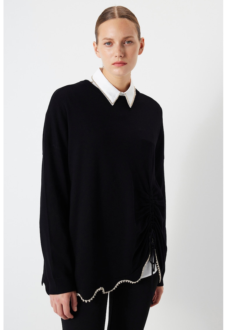 Пуловер с паднали ръкави - Черен Ipekyol