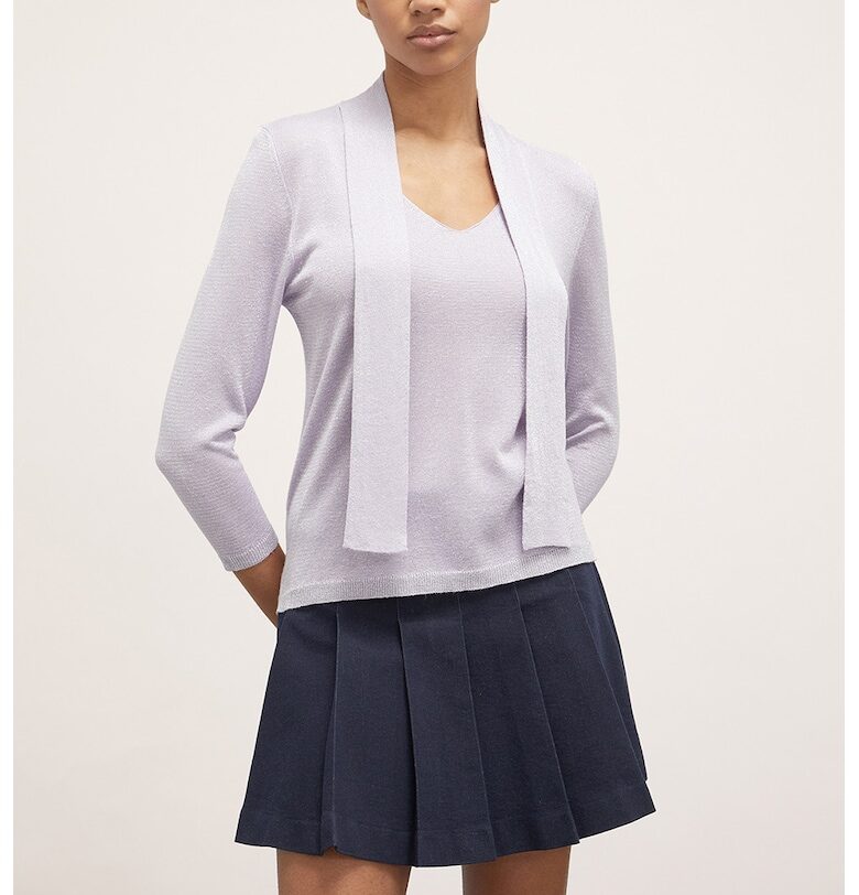 Пуловер с панделка на яката - Лилав Motivi