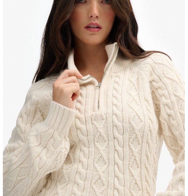 Пуловер с плетка осморка - Слонова кост Superdry  Co