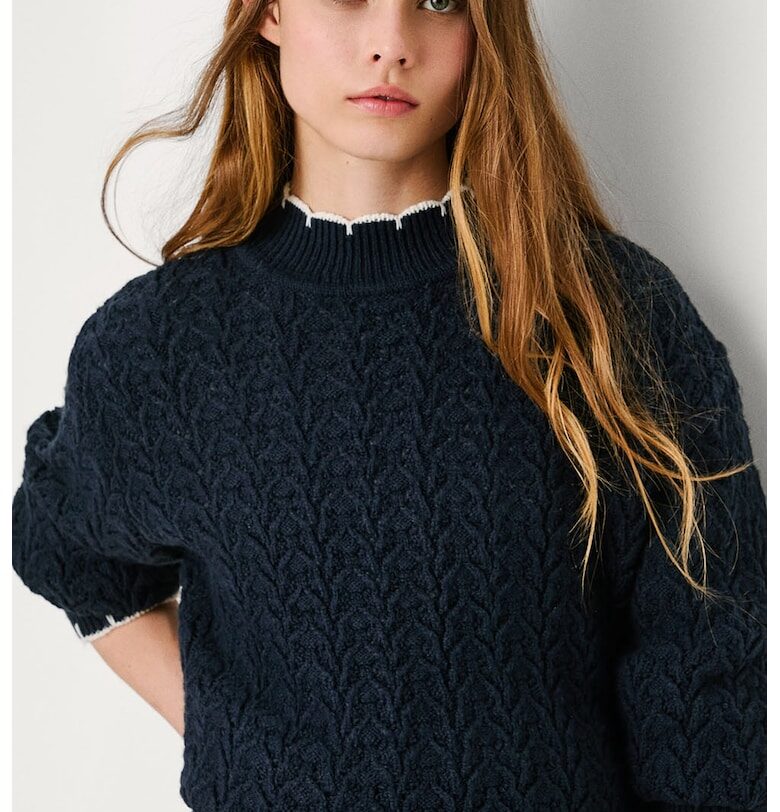 Пуловер с плетка осморка - Ултрамарин синьо Pepe Jeans London