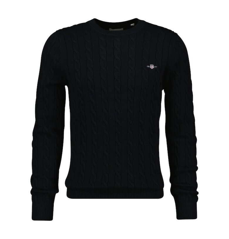 Пуловер с плетка осморка - Черен Gant