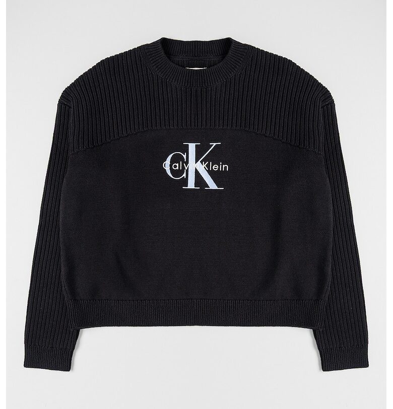Пуловер с рипс - Черен CALVIN KLEIN
