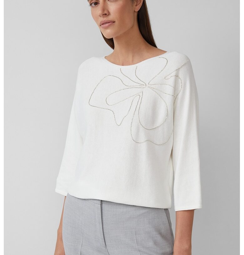 Пуловер с уголемени елементи ии 3/4 ръкави - Бял sOliver