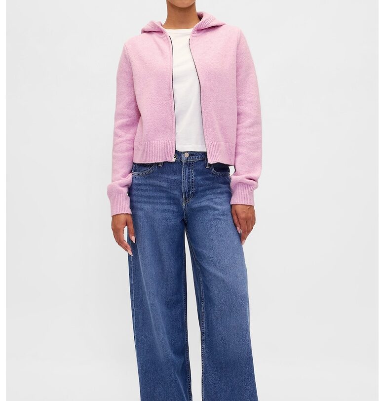 Пуловер с цип и качулка - Пастелнорозов GAP