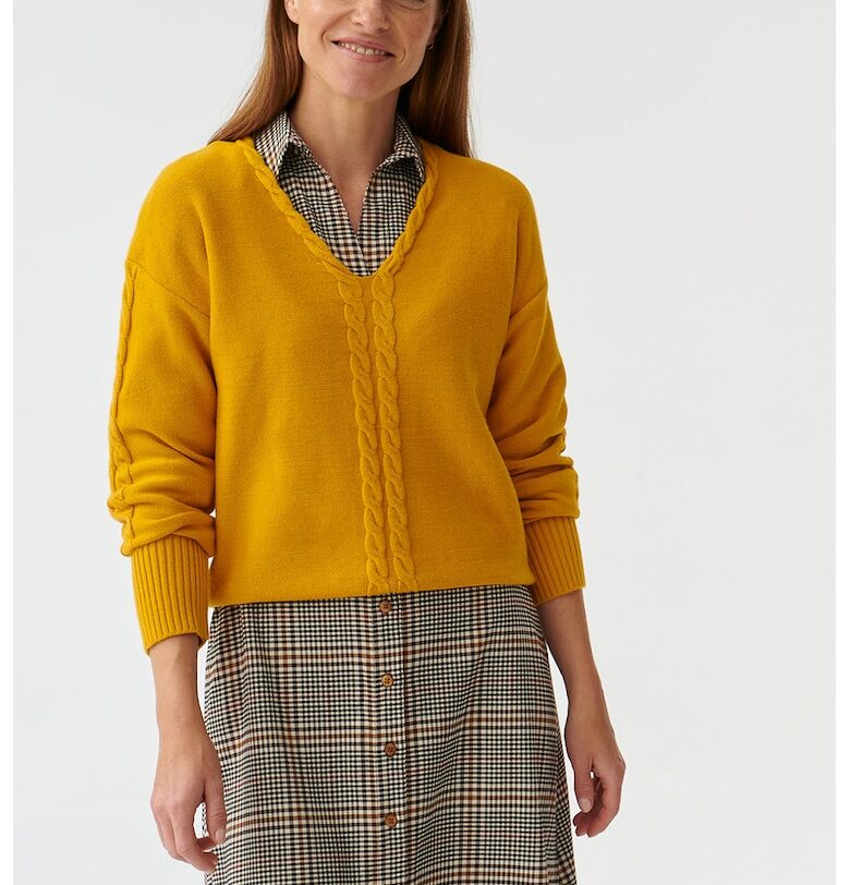 Пуловер с шпиц - Шафраново жълто Tatuum