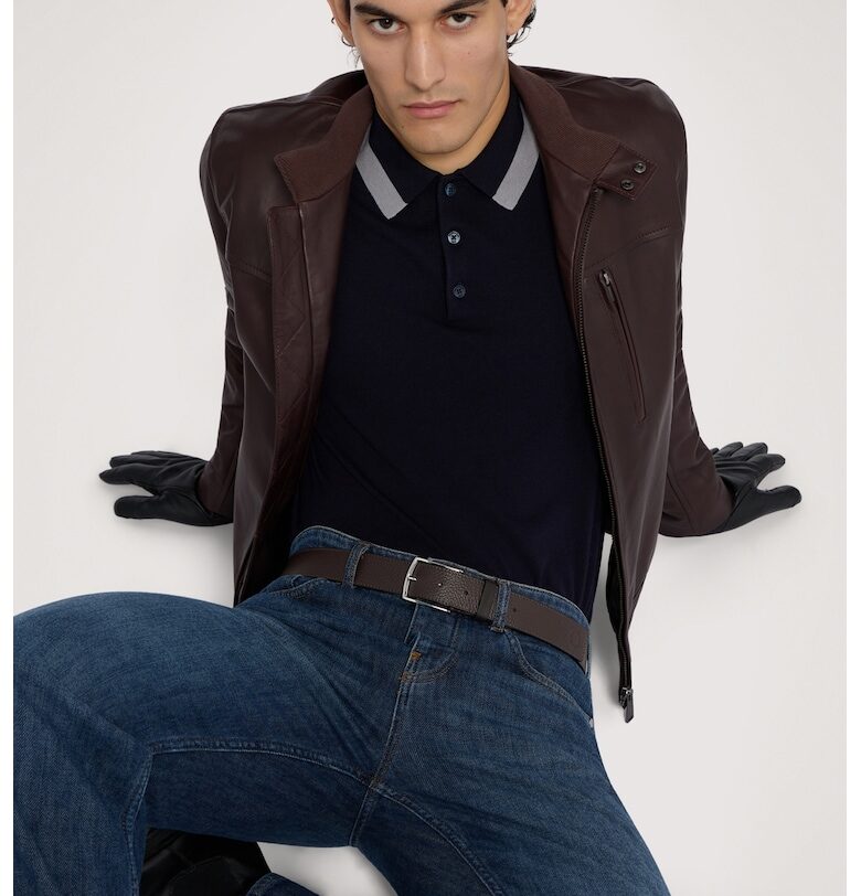 Пуловер с яка и цепка с копчета - Тъмносин Trussardi