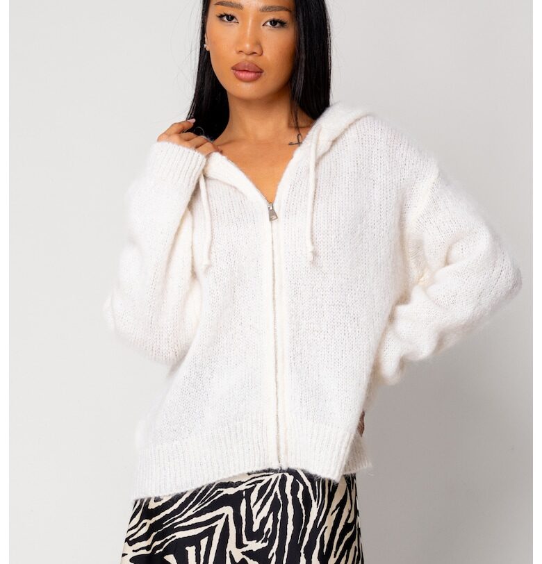 Пуловер-яке - смес от вълна и мохер - Оф-уайт 18108 - Бял uFIT