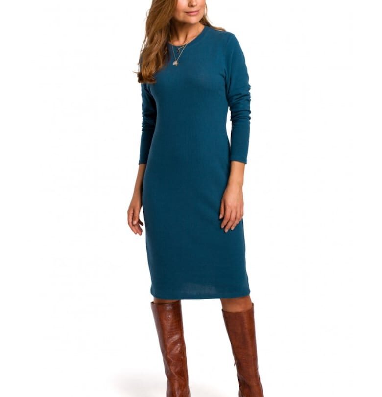 Пуловерна рокля -  памук/еластан - черна - Морскосин Style