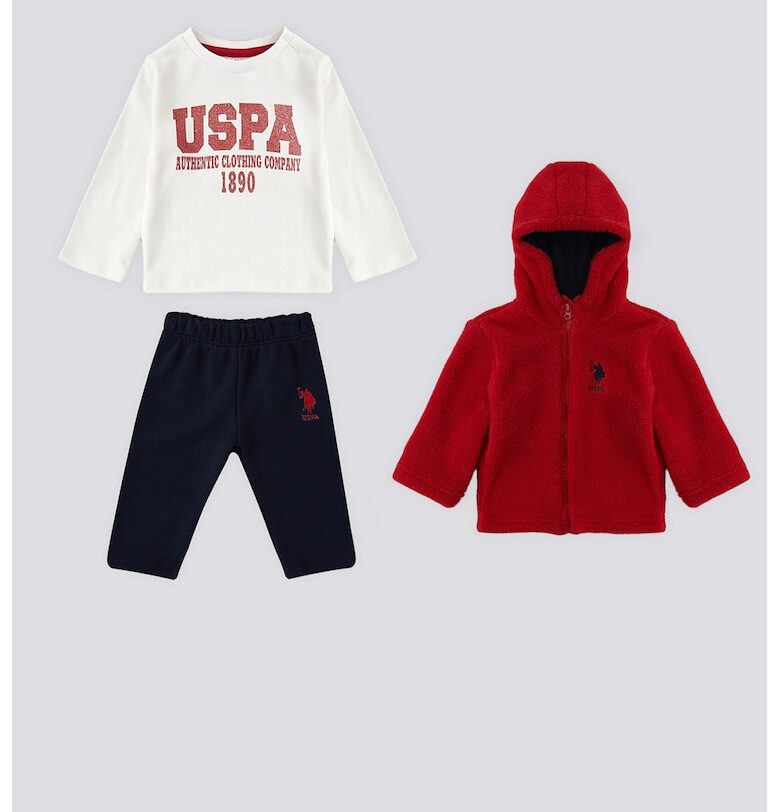 Пухени яке - блуза и спортен панталон - Бял/Ултрамарин синьо/Тъмночервен US Polo Assn