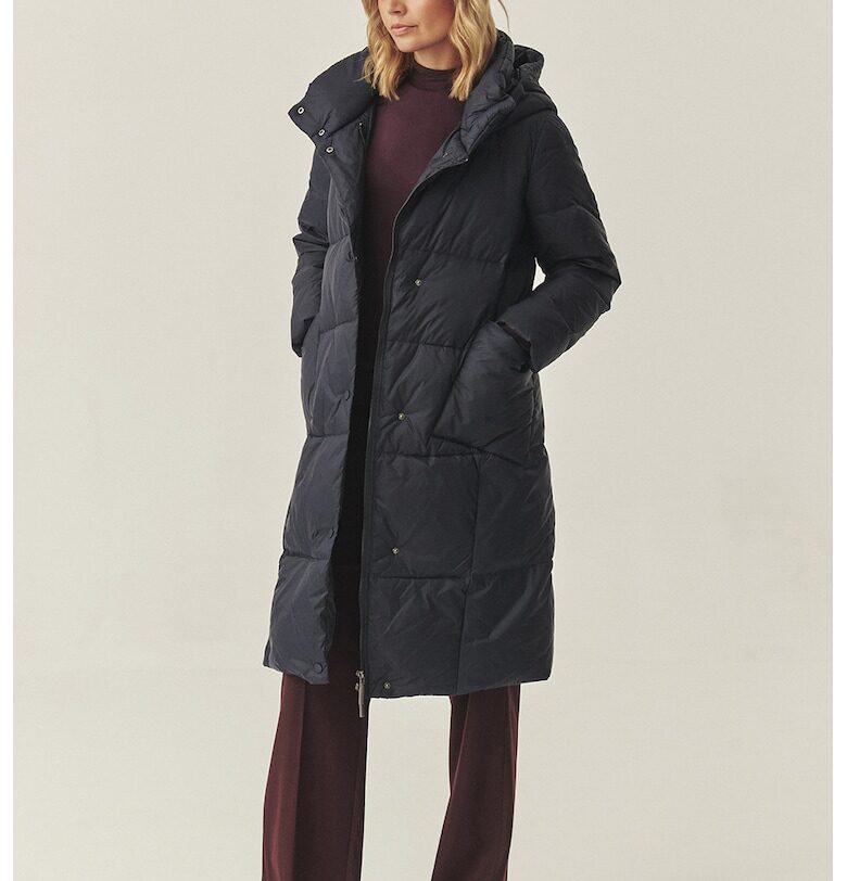 Пухено зимно яке с качулка - Антрацитно сиво Tatuum