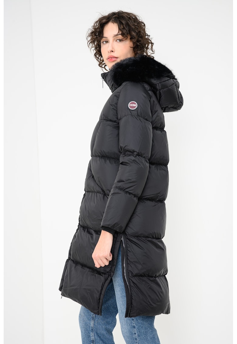 Пухено зимно яке с цепка с цип - Черен Colmar
