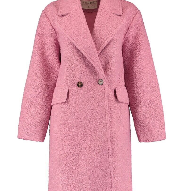 Пухено палто с джобове с капаче - Розово Zabaione