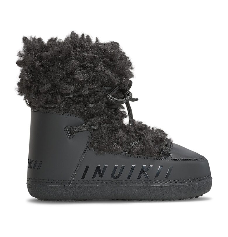 Равни боти от еко кожа с еко пух - Черен INUIKII
