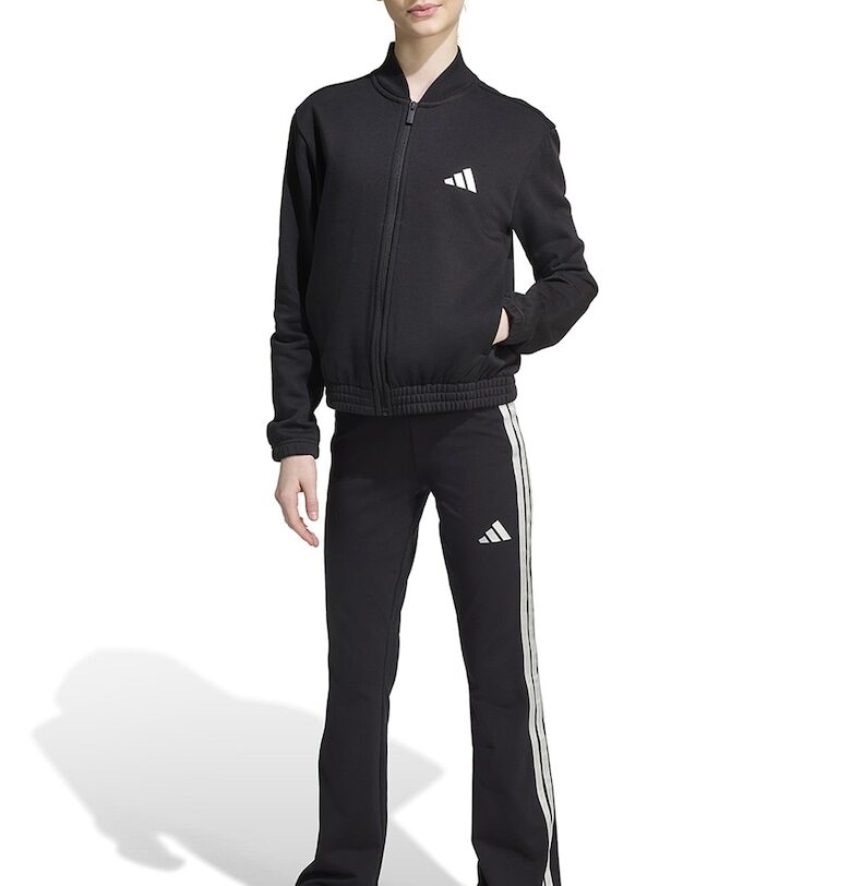 Разкроен спортен екип с цип - Черен/Бял adidas Sportswear