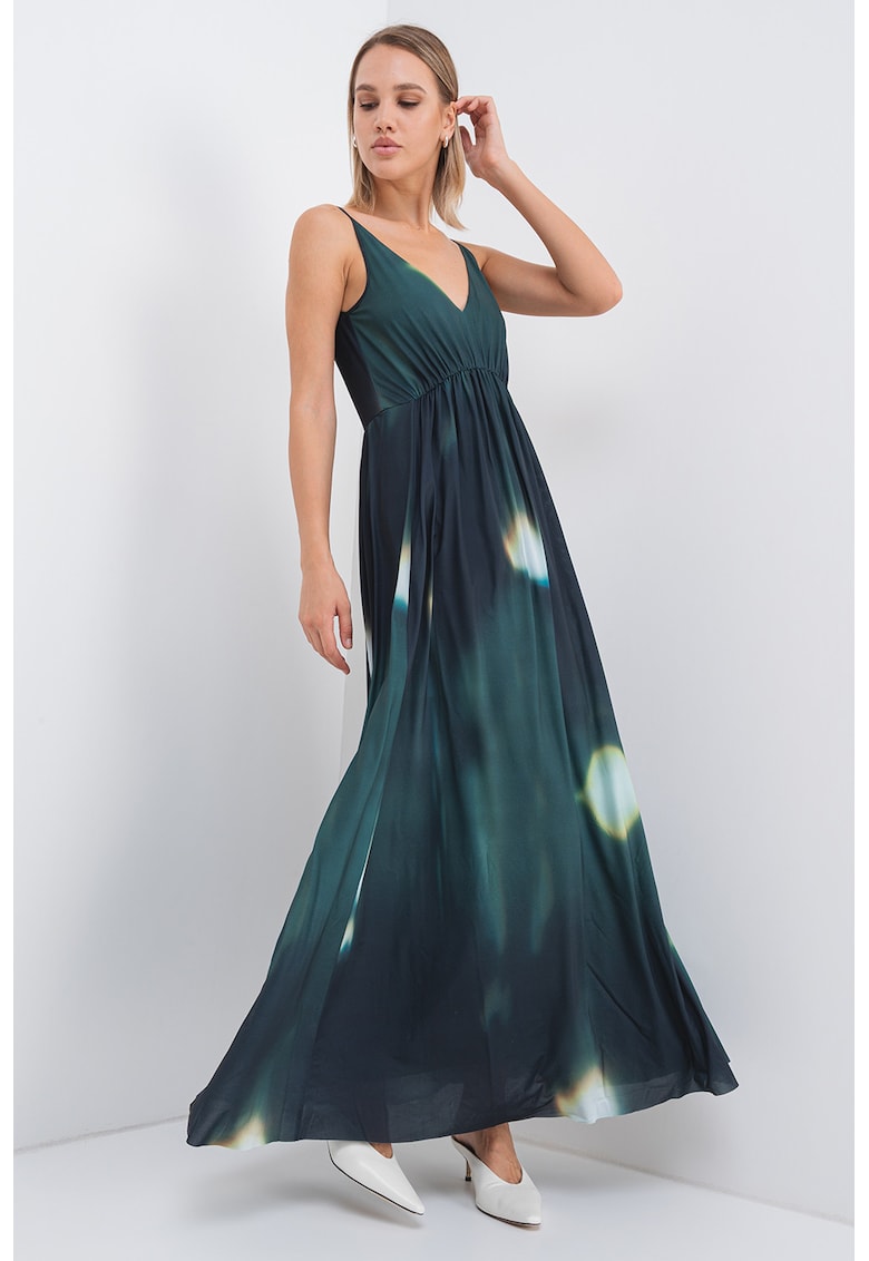Разкроена дълга рокля - Бледозелен MaxCo
