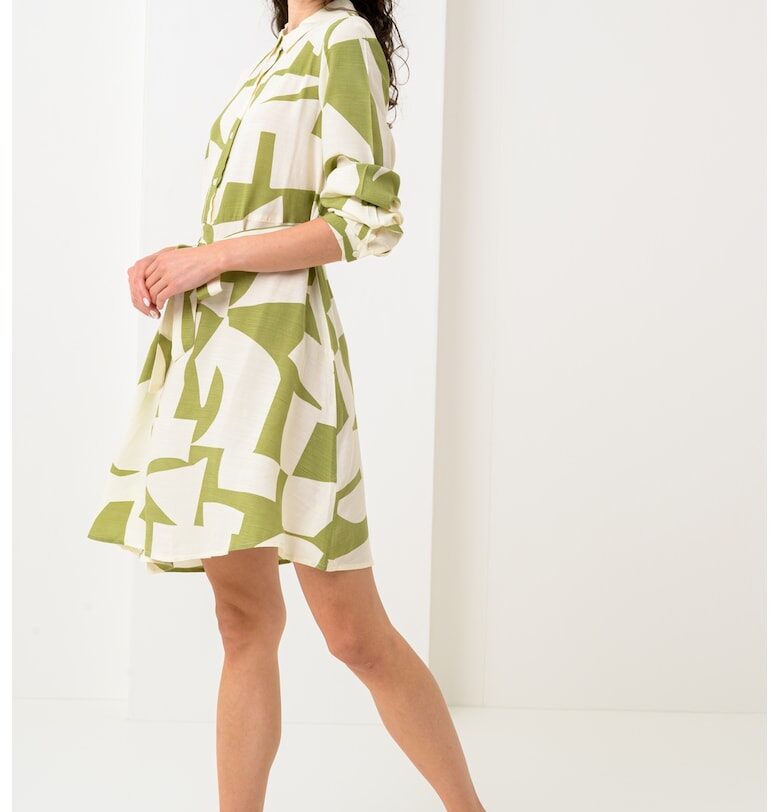 Разкроена къса рокля Joyco - Зелен/Мръснобял Vila