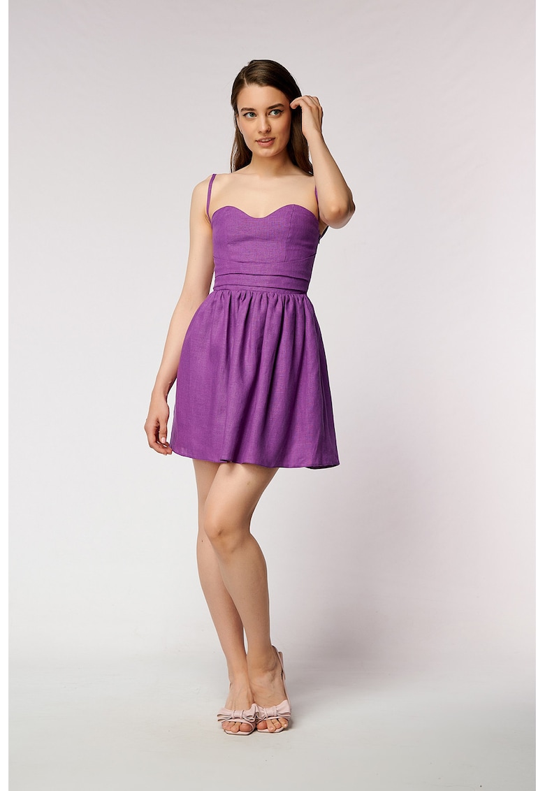 Разкроена ленена рокля - Виолетов/Аметист AVENUE No29