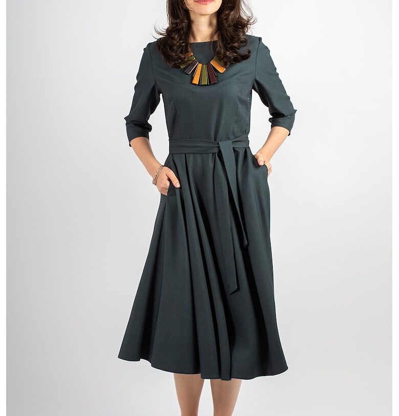 Разкроена миди рокля Juliana - Бледозелен Couture de Marie