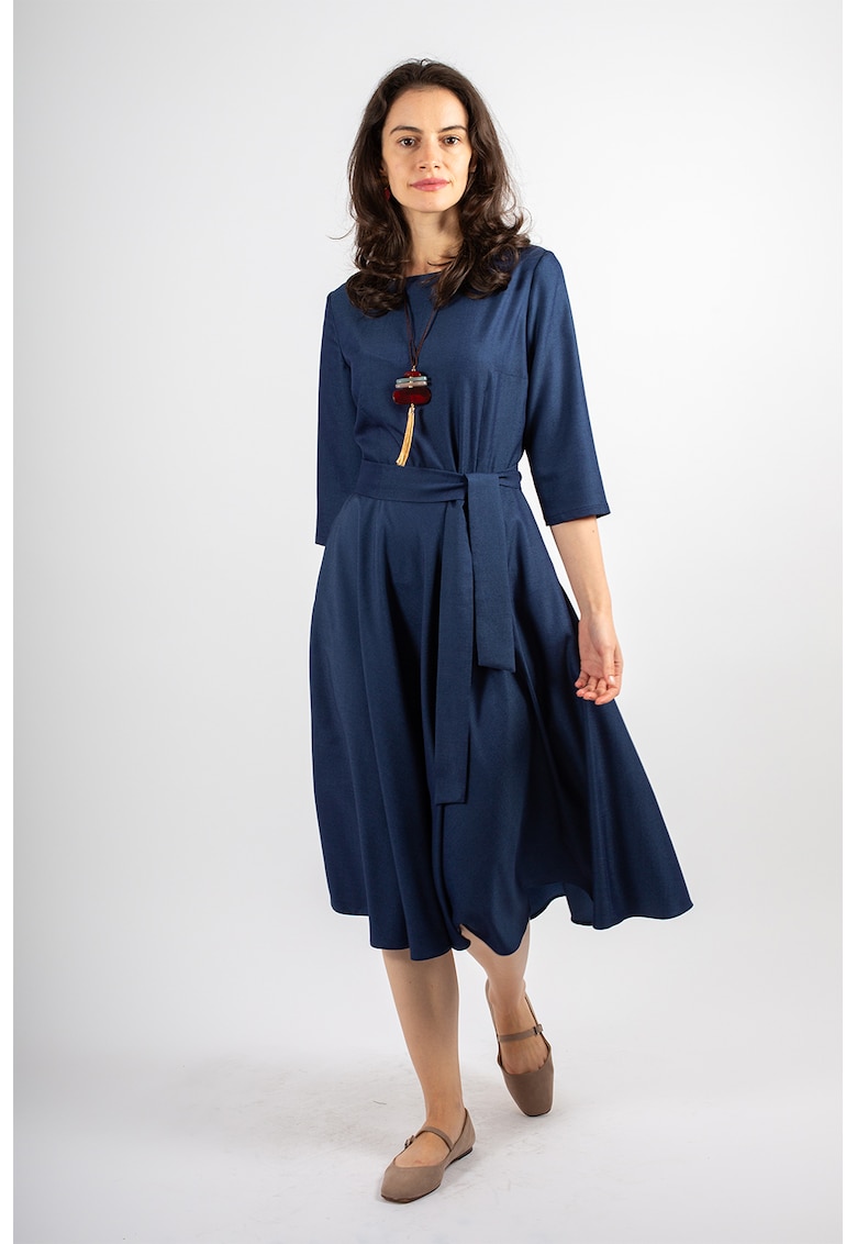 Разкроена миди рокля Rania - Тъмносин Couture de Marie