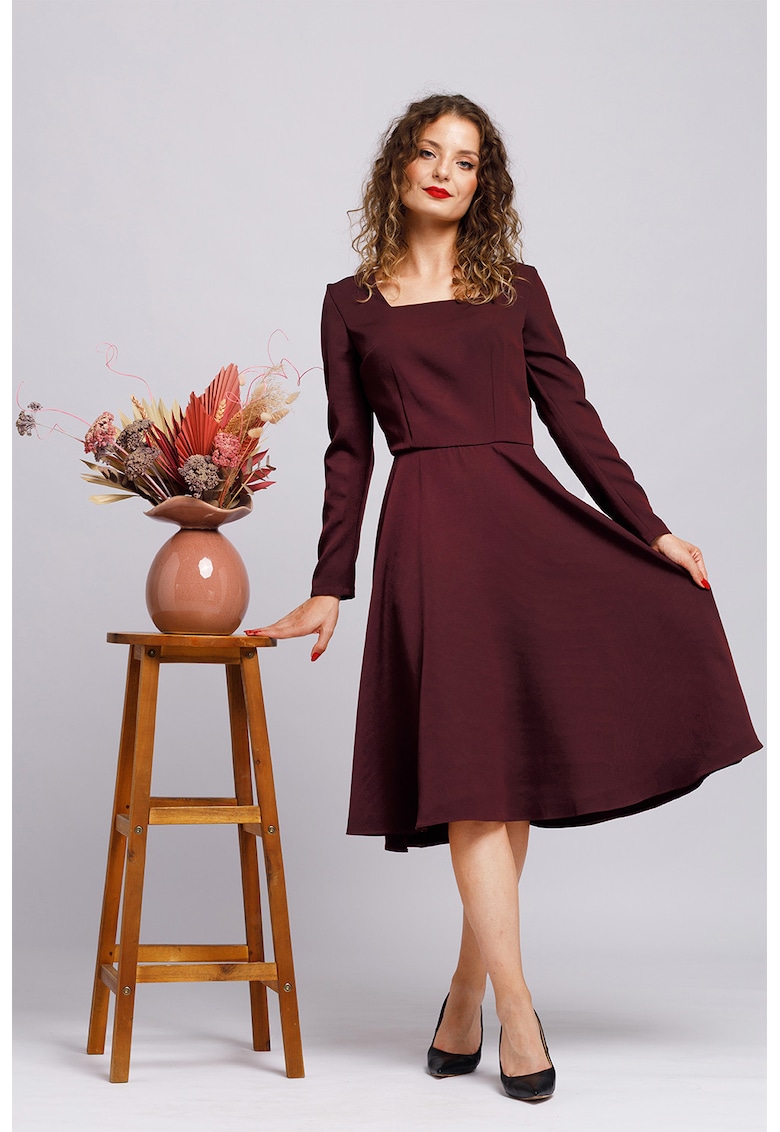 Разкроена миди рокля - Бордо CAMISSI