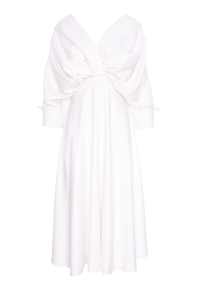 Разкроена миди рокля - Бял Acob a porter