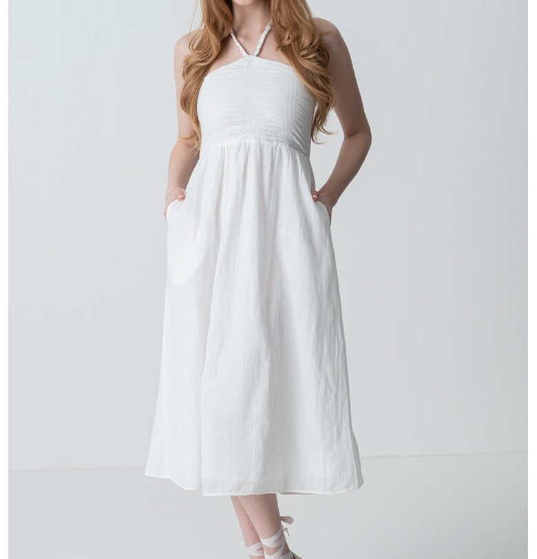 Разкроена миди рокля - Бял Pepe Jeans London