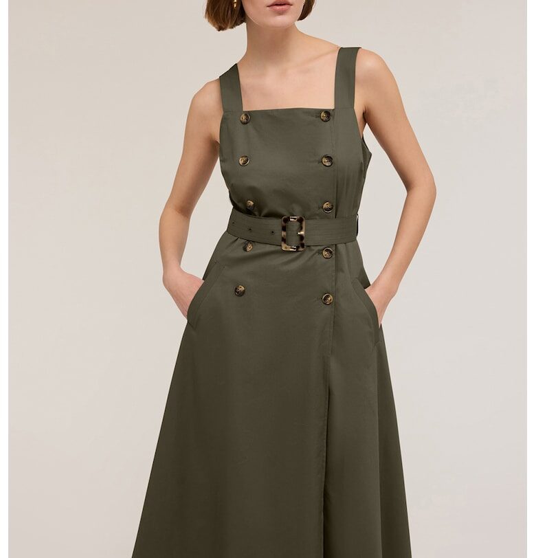 Разкроена миди рокля - Зелени аспержи Motivi