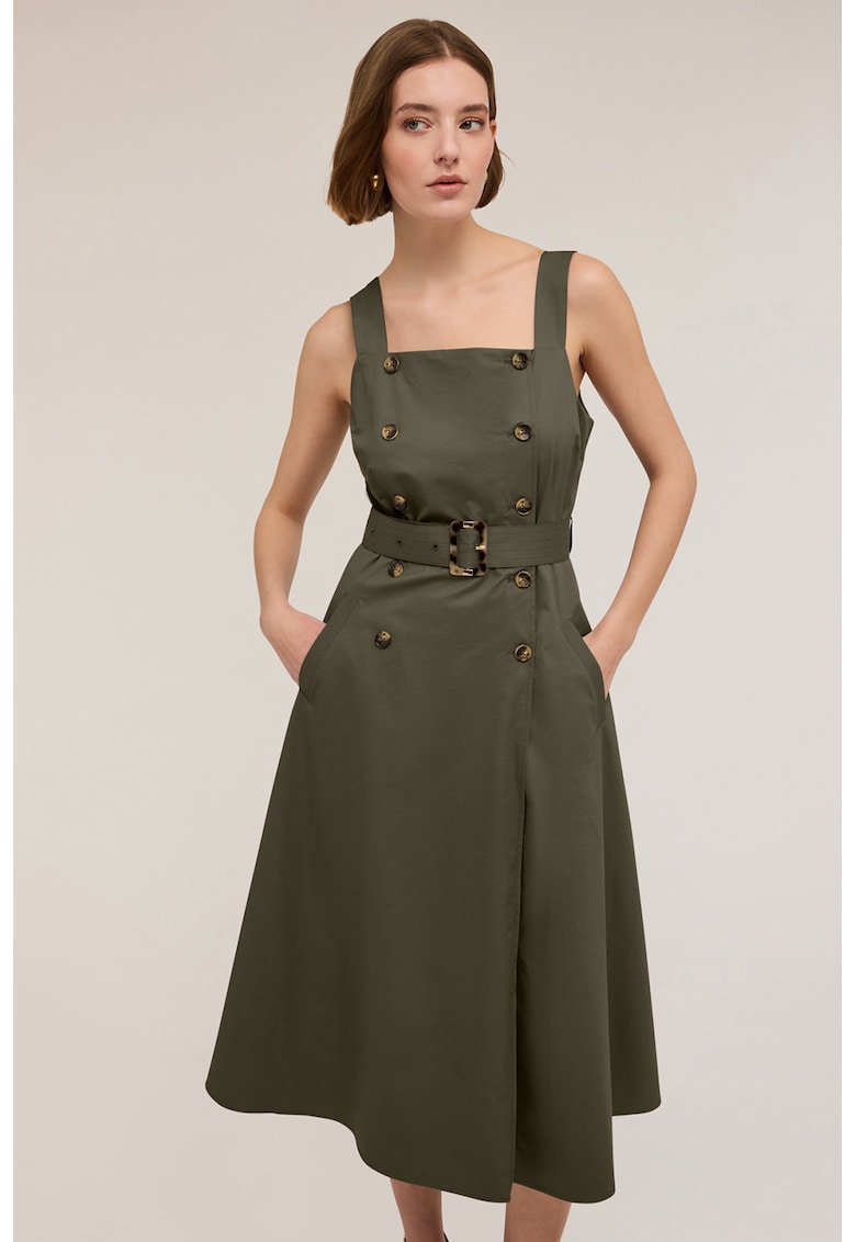 Разкроена миди рокля - Зелени аспержи Motivi