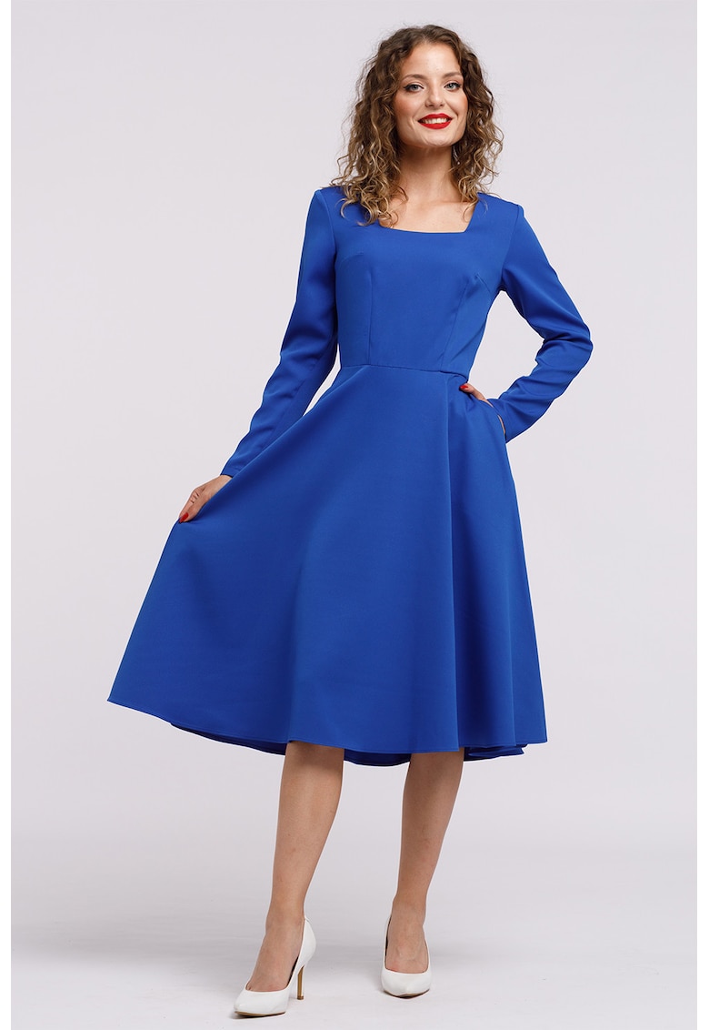 Разкроена миди рокля - Кралско Синьо CAMISSI