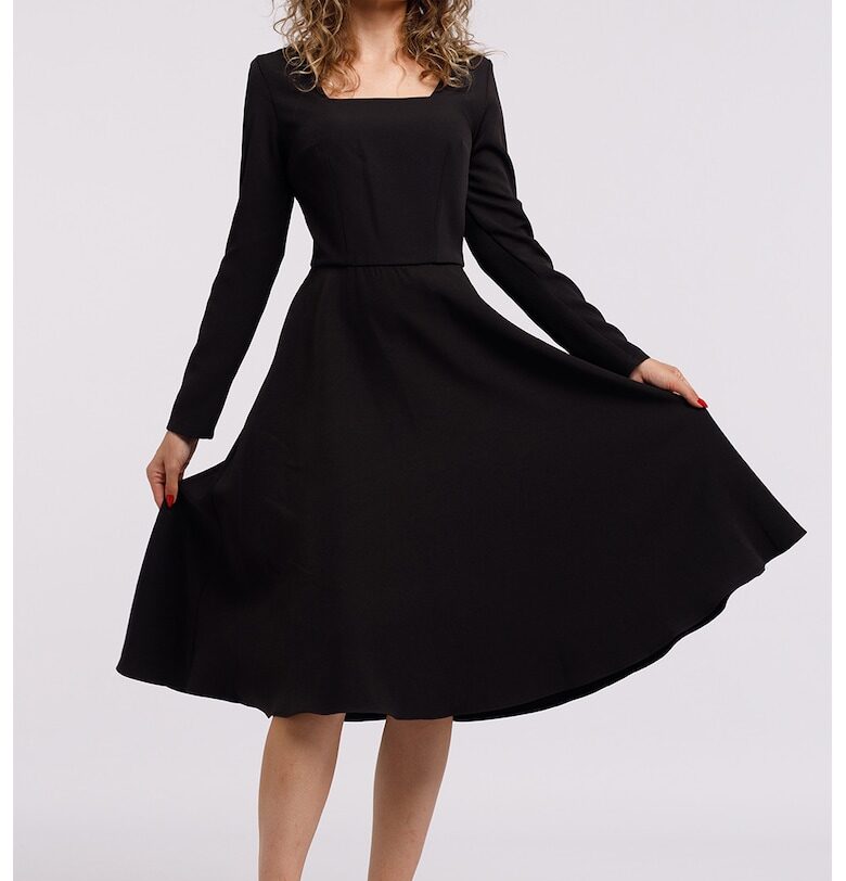 Разкроена миди рокля - Черен CAMISSI