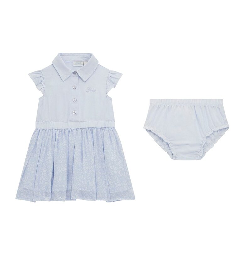 Разкроена памучна рокля и гащички - 2 части - Светлосин GUESS KIDS