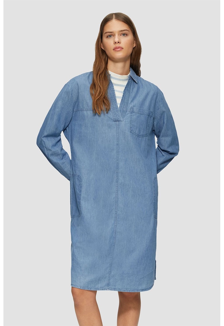 Разкроена памучна шпиц рокля - Син sOliver