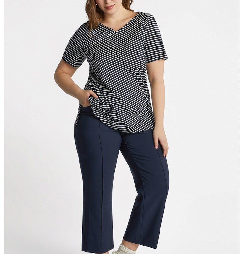 Разкроена раирана тениска Fiorella Rubino