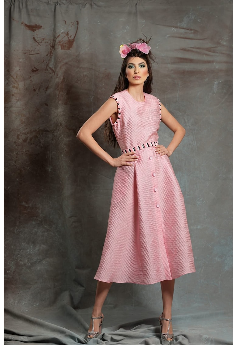 Разкроена релефна рокля Rivi - Розово MIAU by Clara Rotescu