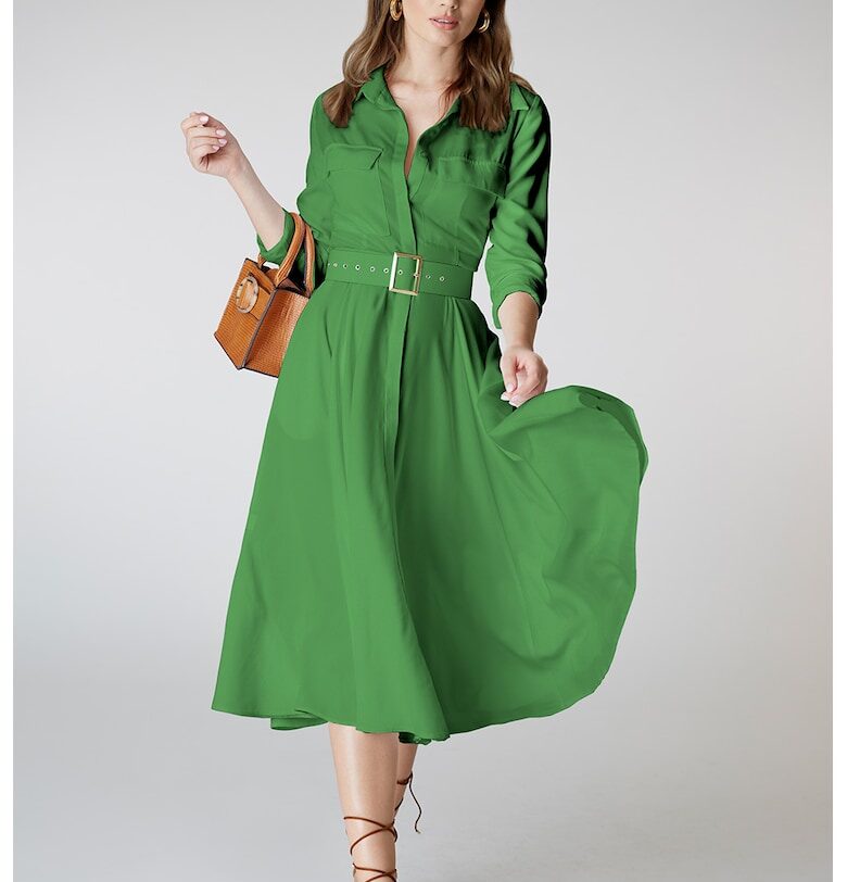 Разкроена рокля Classy с колан Alina Cernatescu