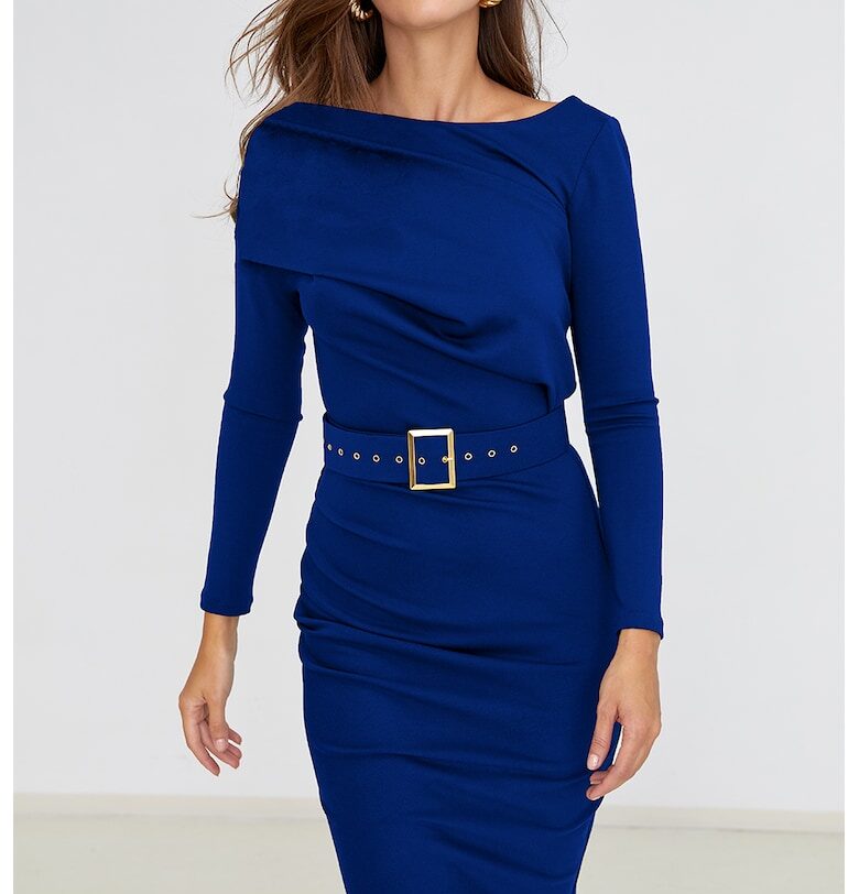 Разкроена рокля Classy с колан Alina Cernatescu