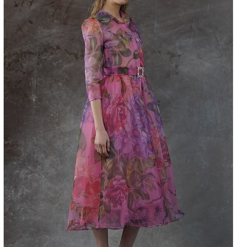 Разкроена рокля Colibri - Виолетов/Каки/Розово MIAU by Clara Rotescu