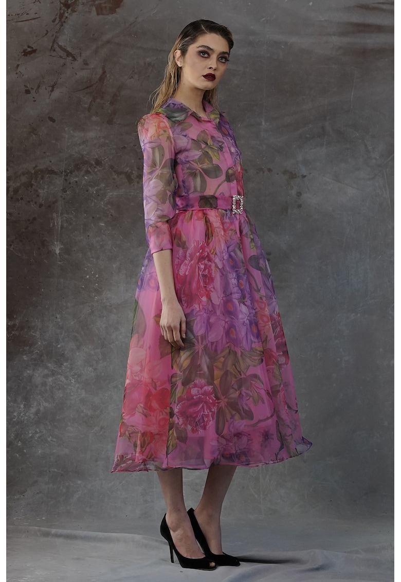 Разкроена рокля Colibri - Виолетов/Каки/Розово MIAU by Clara Rotescu