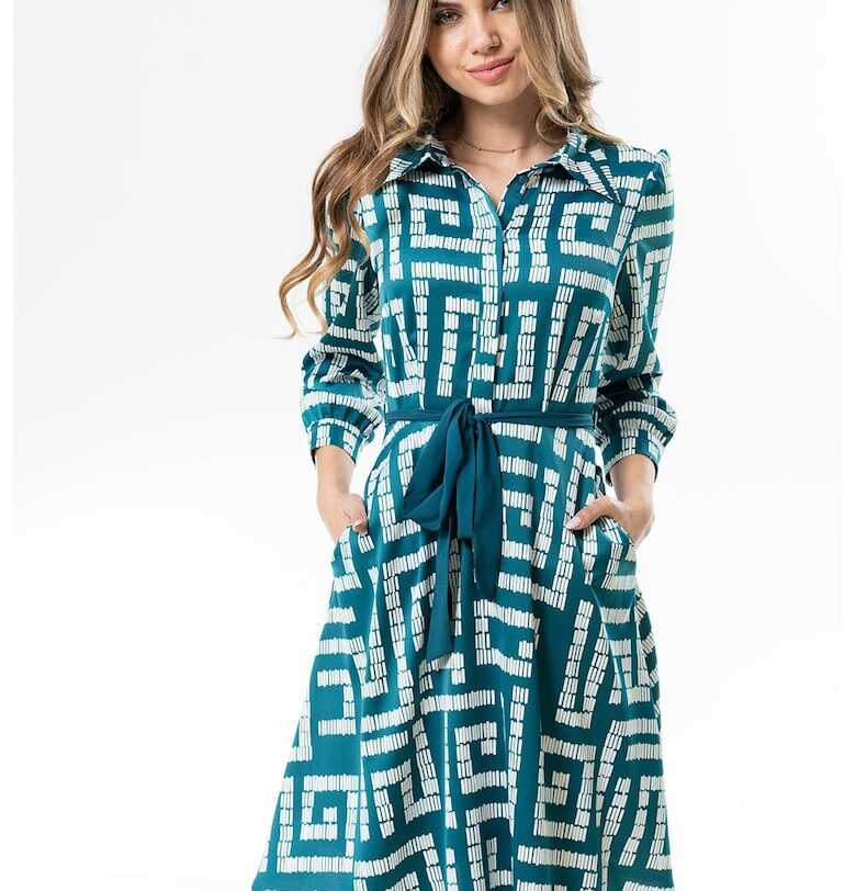 Разкроена рокля Esmeralda с колан - Тюркоаз Hermosa